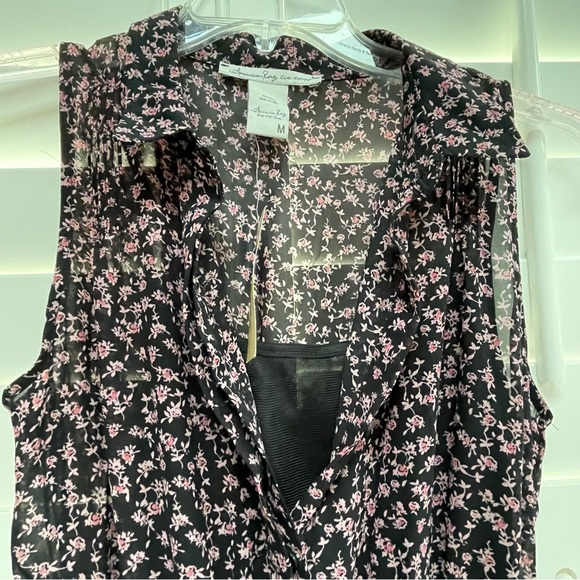 American Rag Black and pink floral Smocked Mini Sundress - Picture 4 of 5